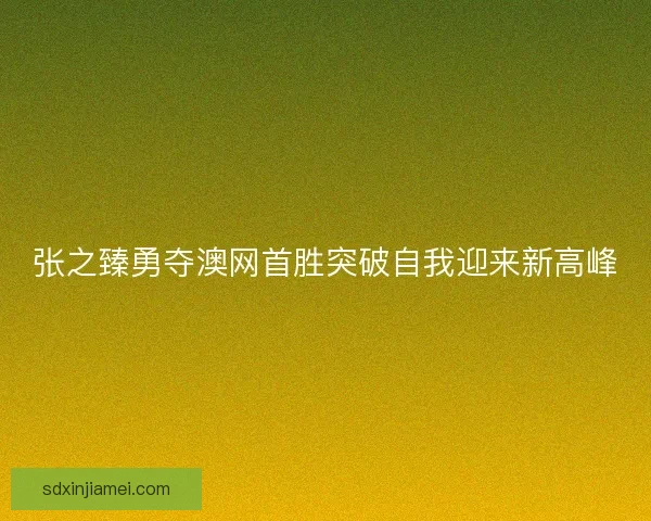 张之臻勇夺澳网首胜突破自我迎来新高峰